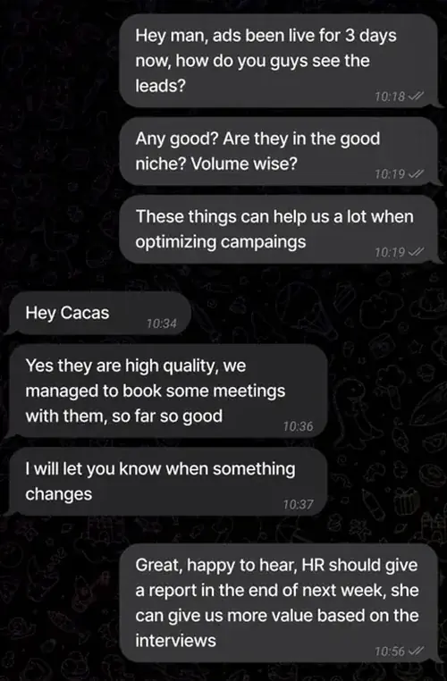 Client feedback in Telegram