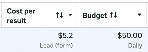 Meta Ads: $5.20 per form lead