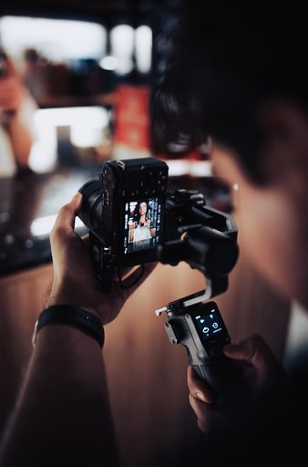 Producer setting up an on-location studio shoot